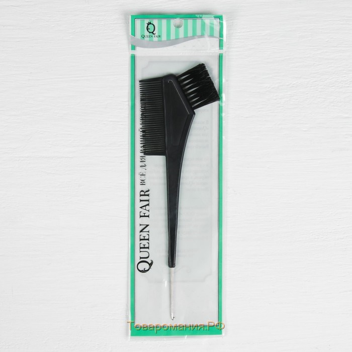 Расчёска для окрашивания, с крючком, 21,5 × 6,2 см, цвет чёрный