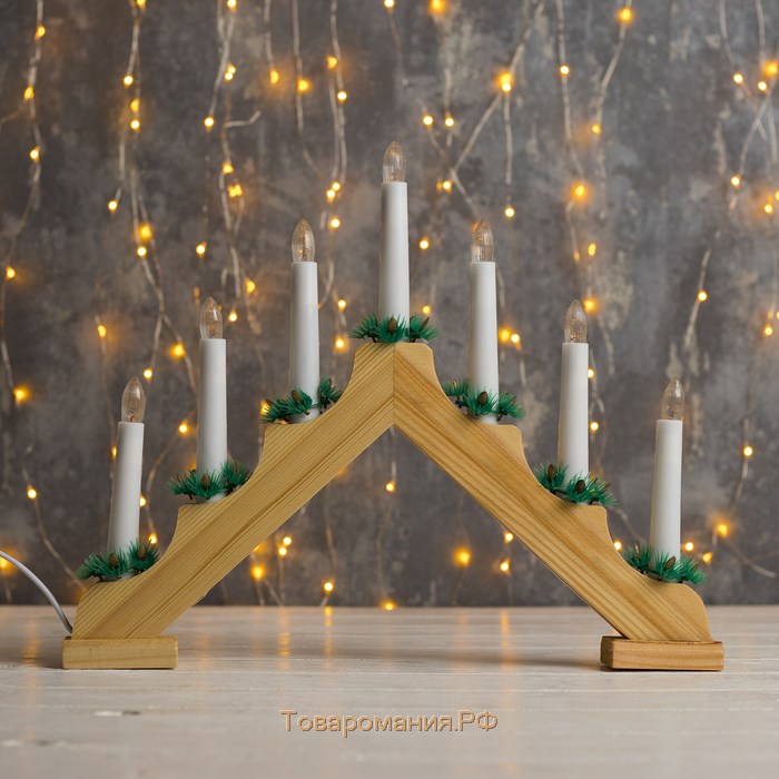 Светодиодная фигура «Рождественская горка» 39 × 31 × 5 см, дерево, 220 В, свечение тёплое белое