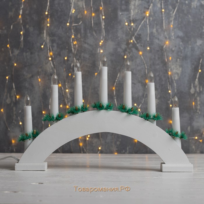 Светодиодная фигура «Рождественская горка» 34 × 26 × 5 см, дерево, 220 В, свечение тёплое белое