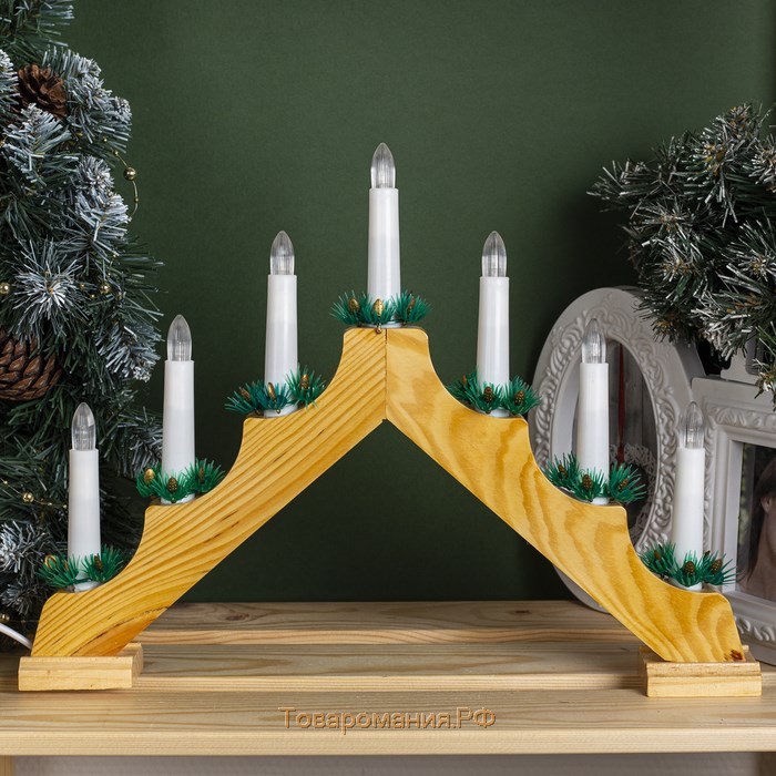 Светодиодная фигура «Рождественская горка» 39 × 29 × 4.5 см, дерево, 220 В, свечение тёплое белое