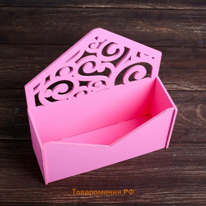 Кашпо деревянное 18×6×20 см Конверт Радель "Дуновение", розовый светлый Дарим Красиво