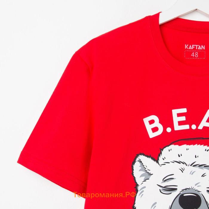 Пижама новогодняя мужская KAFTAN "Bear", цвет красный, размер 52