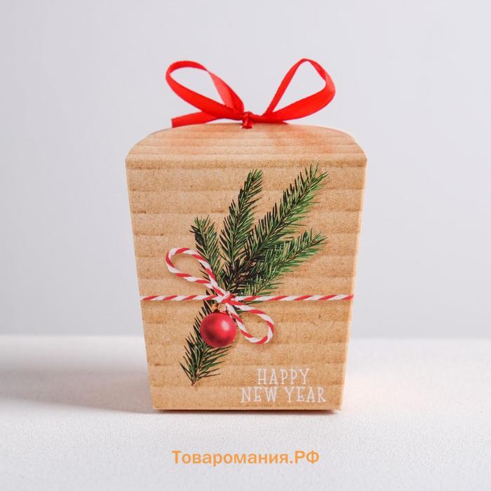 Бонбоньерка новогодняя «Happy new year», 7,5 х 8 х 7,5 см, Новый год