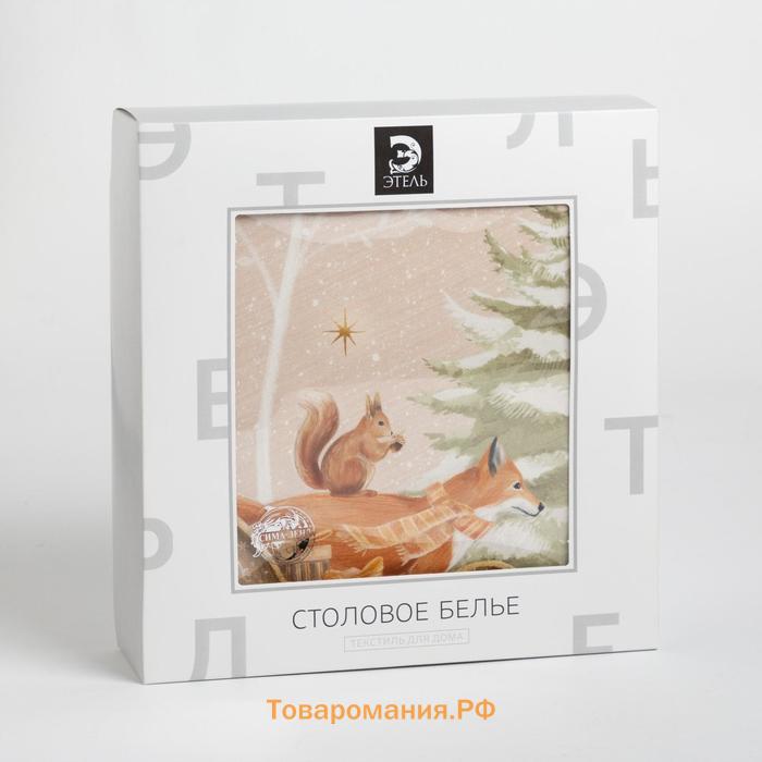 Скатерть новогодняя "" Christmas forest d=215 +/- 3см с ГМВО, 100%хл, саржа 190 гр/м2