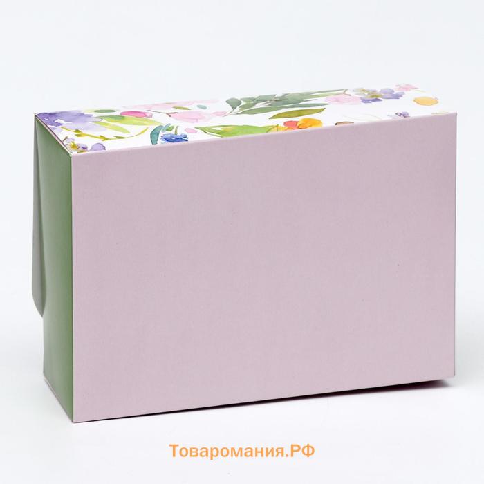 Подарочная коробка сборная с окном "Райский сад", 16,5 х 11, 5 х 5 см