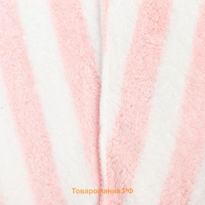Чалма для сушки волос  «Полоски», цв.розовый, 65*25 см, 100% п/э