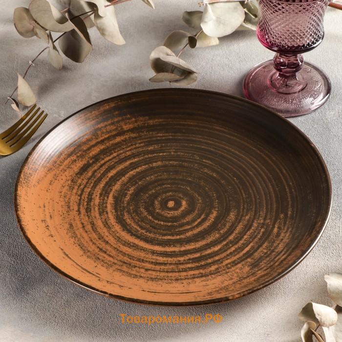 Тарелка обеденная Lykke brown, d=25 см, без борта, цвет коричневый