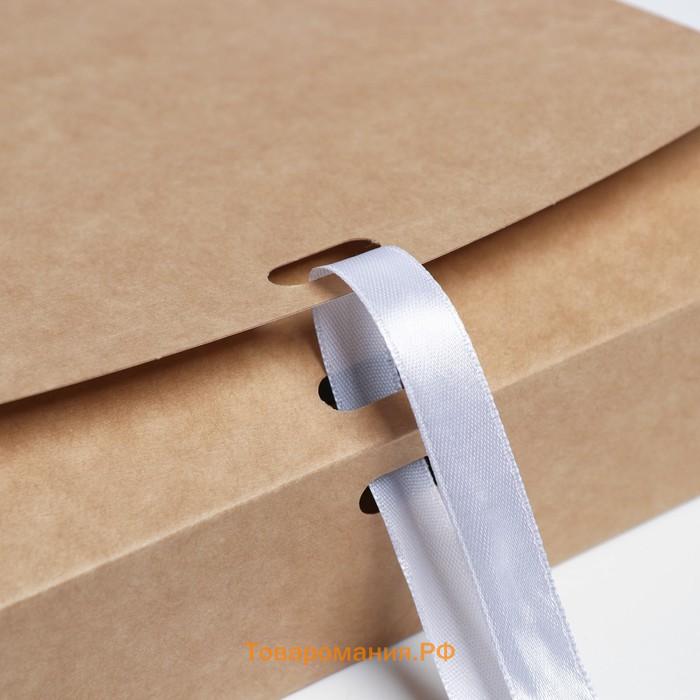 Коробка подарочная складная крафтовая, упаковка, 19.5 х 17.5 х 4.8 см