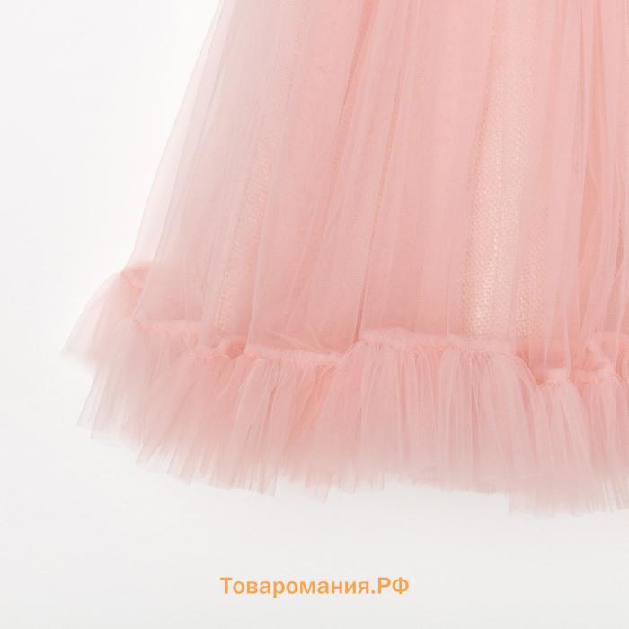 Новый год. Платье нарядное детское MINAKU: PartyDress со стойкой цвет розовый, р-р  110