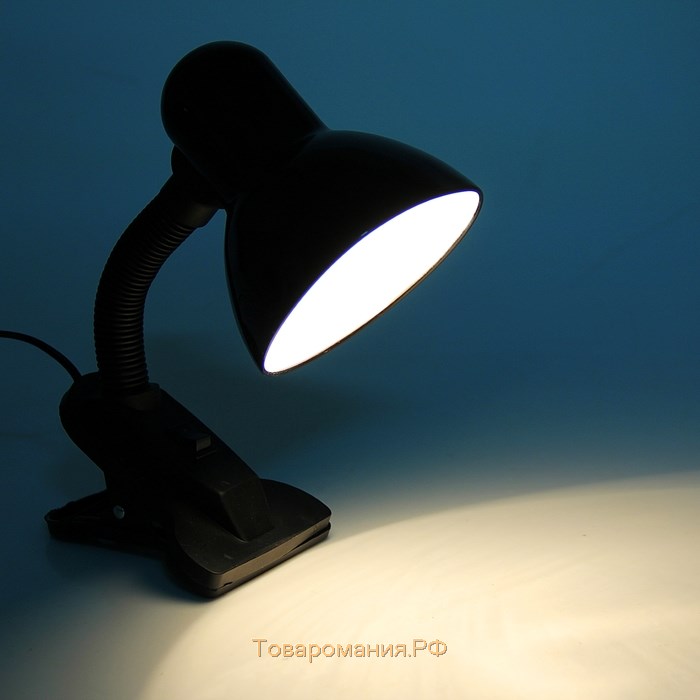 Лампа настольная Е27, с выкл. на зажиме (220В) черная (108В) RISALUX