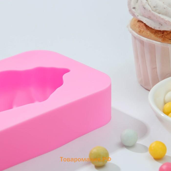 Форма для мороженого «Капкейк», силикон, 14×7,5×2,5 см, цвет розовый
