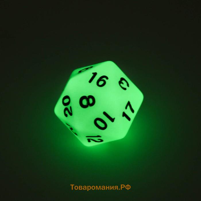 Кубик для D&D (Dungeons and Dragons, ДнД), серия: D&D, "Сияние. D20", светящийся