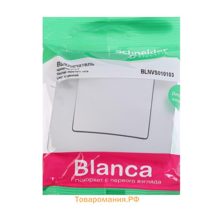 Выключатель SE Blanca, 10 А, 1 клавиша, IP20, скрытый, алюминий, BLNVS010103