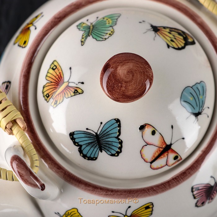 Чайник керамический заварочный с металлическим ситом «Бабочки», 900 мл
