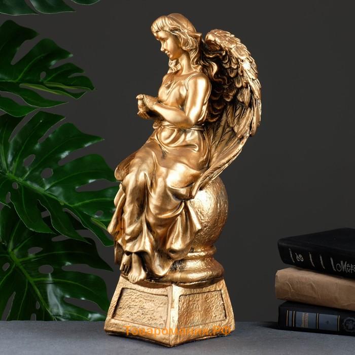 Фигура "Ангел девушка с птицей" бронза 19х19х43см