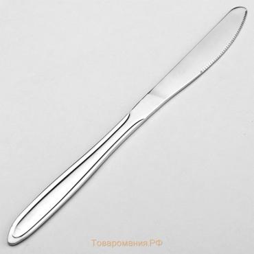 Нож столовый «Вираж», длина=20 см, толщина=2 мм, цвет серебряный