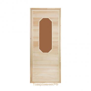 Дверь для бани со стеклом "Ромашка", 190×70см