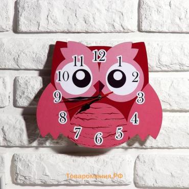 Часы настенные детские "Розовая сова", плавный ход, 24 х 24 см