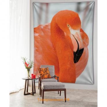 Декоративное панно с фотопечатью «Наблюдающий фламинго», вертикальное, размер 150х200 см