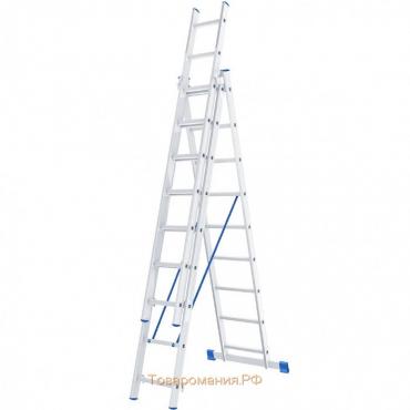 Лестница шарнирная "Сибртех" 97819, алюминиевая, трехсекционная, 3х9 ступеней
