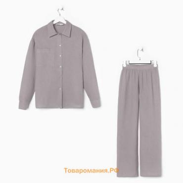 Пижама женская (рубашка и брюки) KAFTAN "Basic" размер 52-54, цвет серый