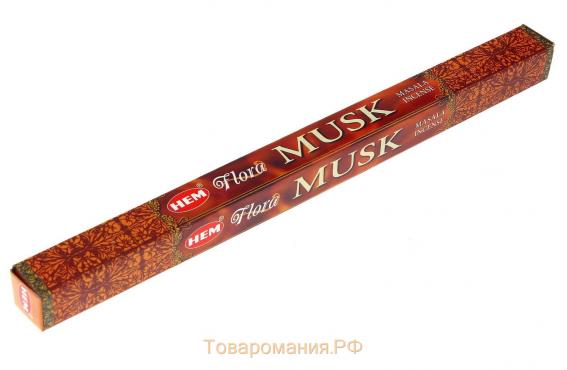 Благовония HEM "Flora Masala Musk. Мускус", 8 палочек в упаковке, четырёхгранник
