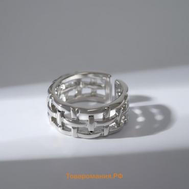 Кольцо "Грация" сетка , цвет серебро, безразмерное
