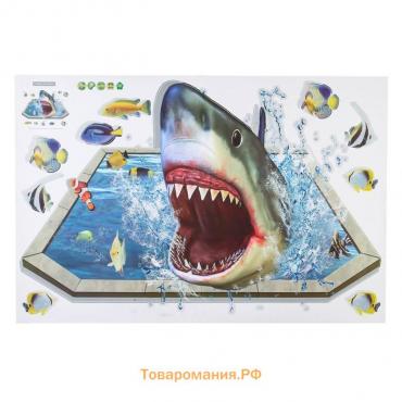 Наклейка 3Д интерьерная Акула 90*60см