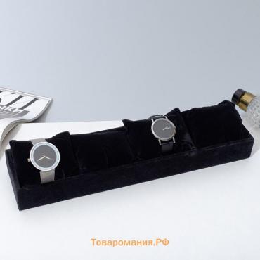 Подставка для часов, браслетов, флок, 4 места, 33×8×3,5 см, цвет чёрный