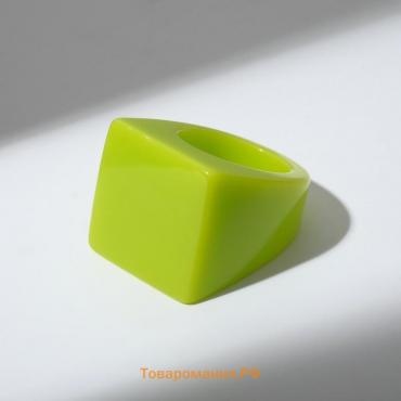 Кольцо пластик "Квадрат", цвет салатовый, 17 размер