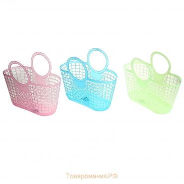 Корзина-сумка пластиковая для хранения, 28×14×25 см, цвет МИКС