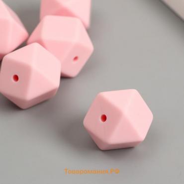Бусина силикон "Многогранник" розовая лаванда d=1,7 см