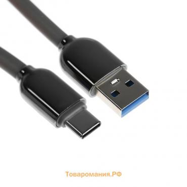 Кабель Type-C - USB, 6 А, оплётка TPE, морозоустойчивый, 1 метр, серый